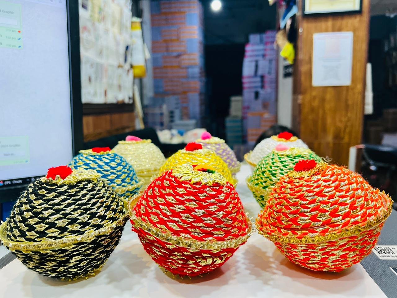 Handmade Matka Style Dholki Mehndi Favor & Bid Boxes