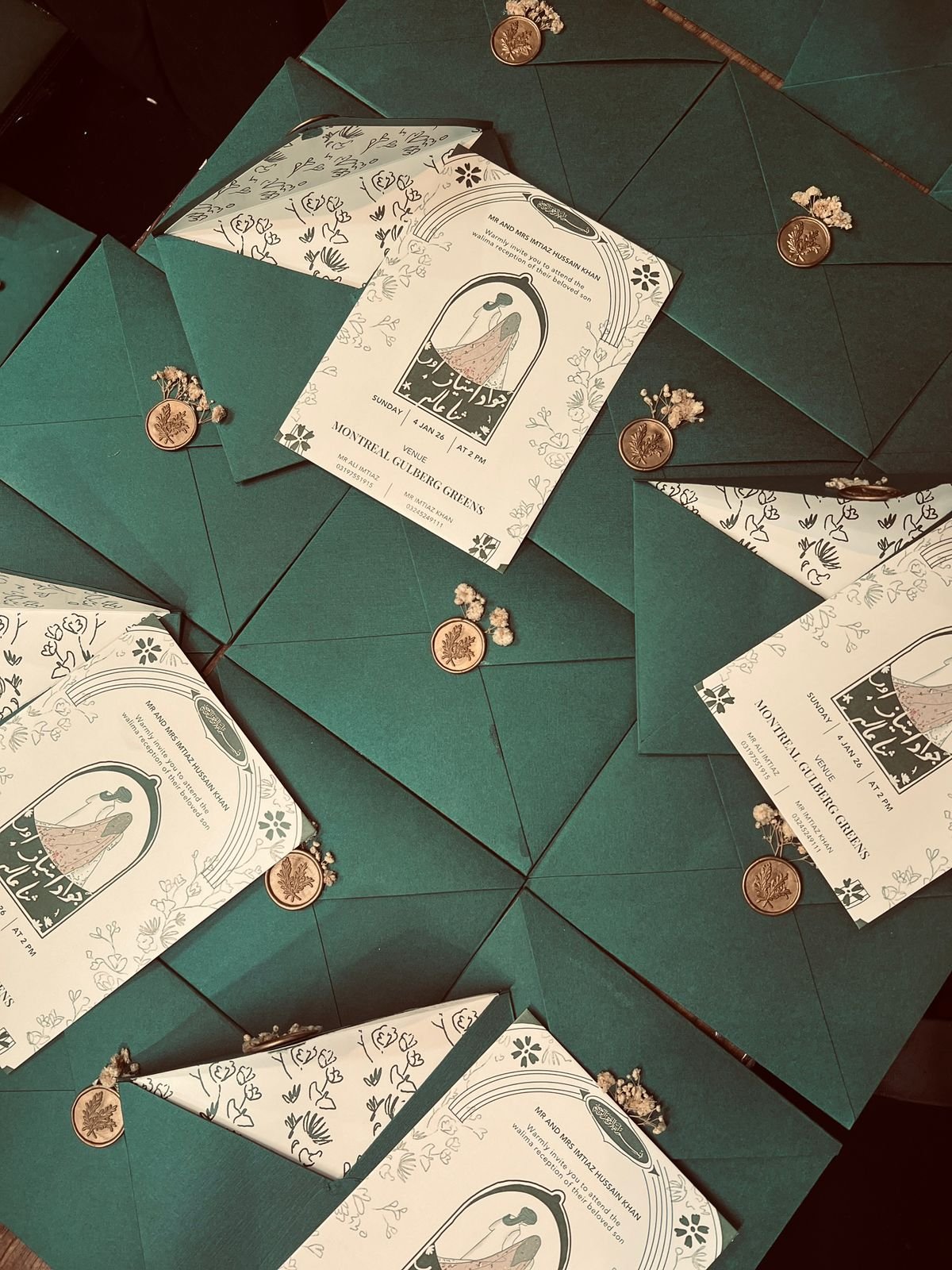 Premium Green Invitation With Double-Pasted Envelope