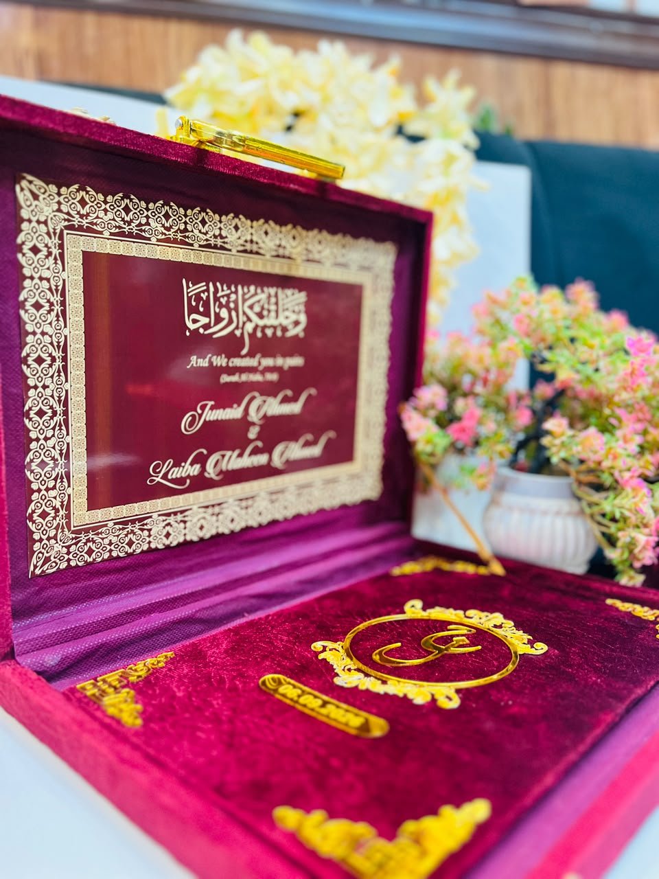 Luxury Mehroon Nikkah Book With Box