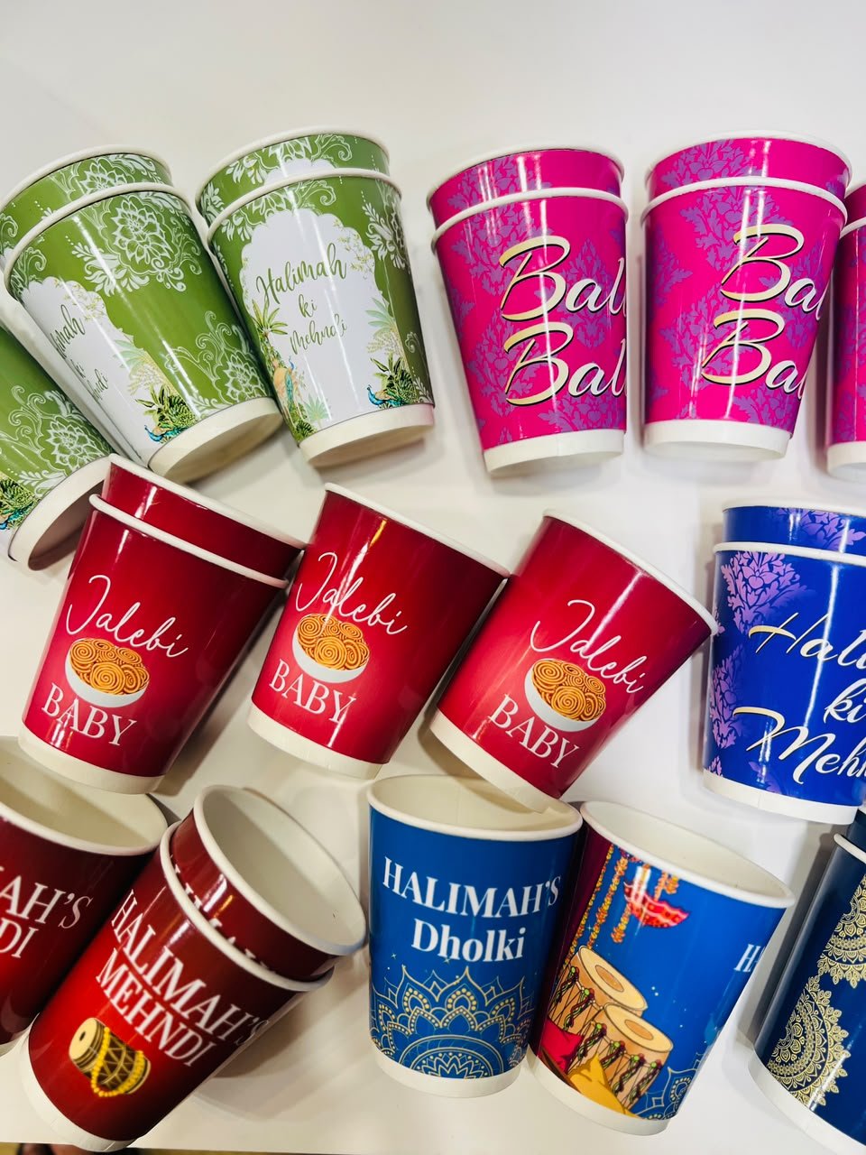 Custom Mehndi Dholki Celebration Cups