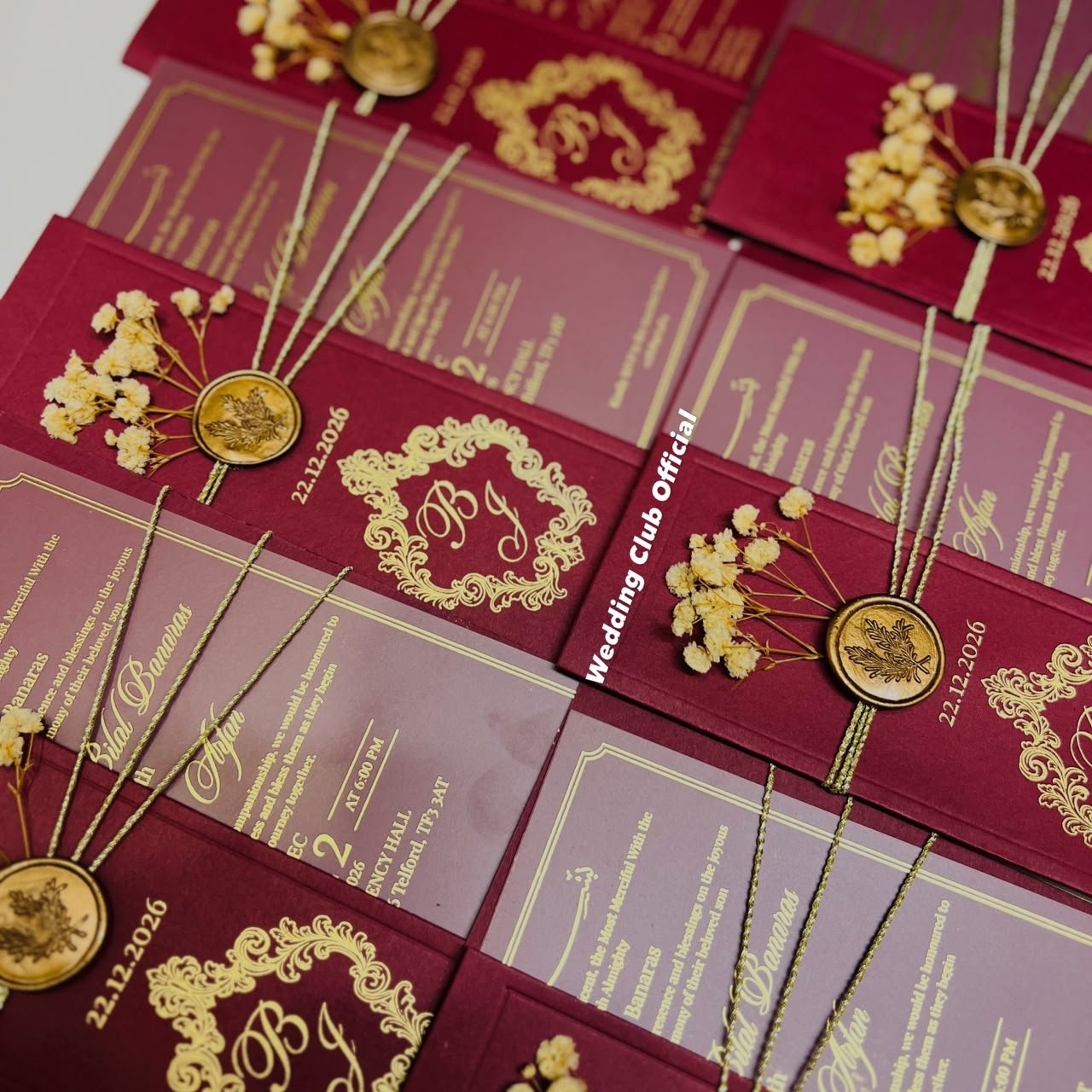 Burgundy Texture Sheet Wedding Card With Transparent Inner