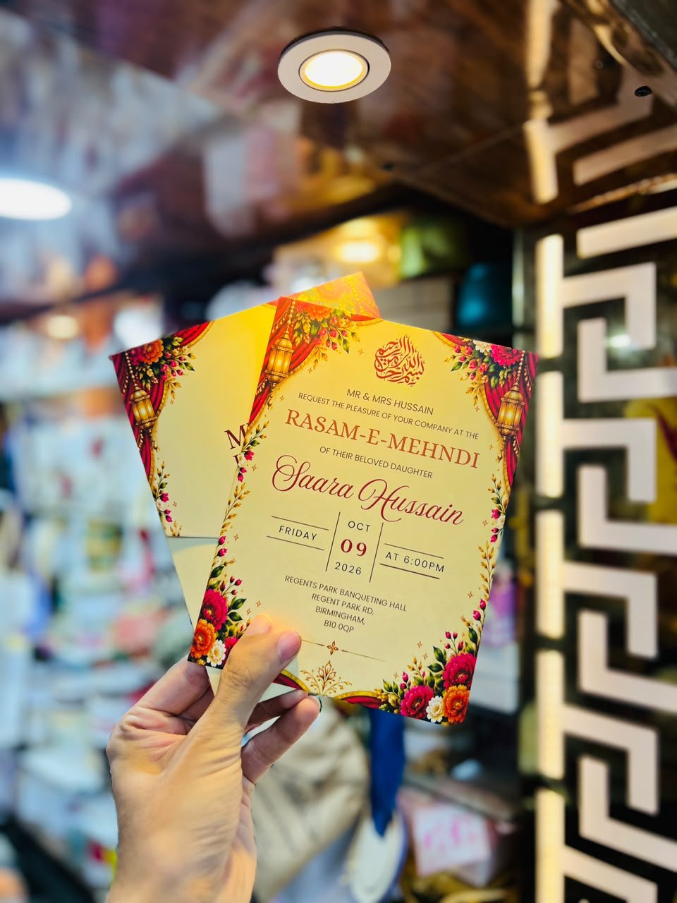 Custom Premium 7×5 Mehndi Invitation Card